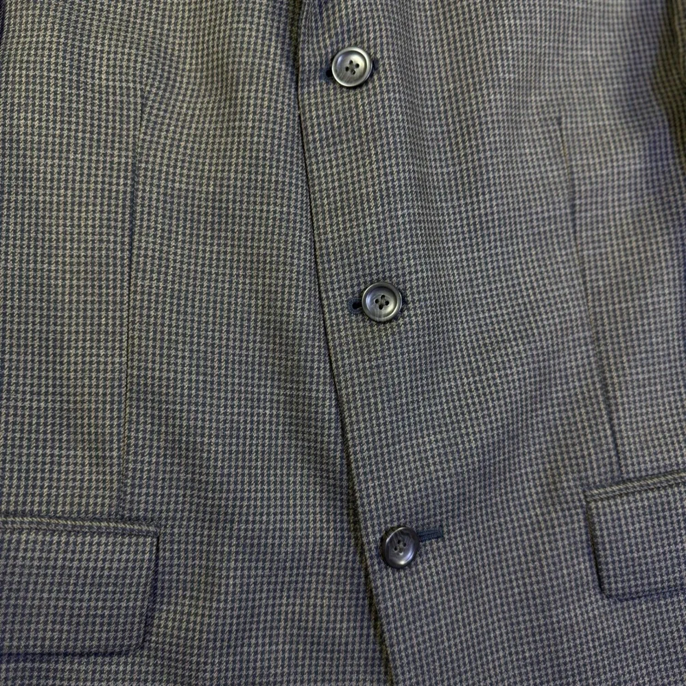 Oscar de la Renta 42R Sport Coat Blazer Brown Micro Houndstooth‎ Wool Cashmere
